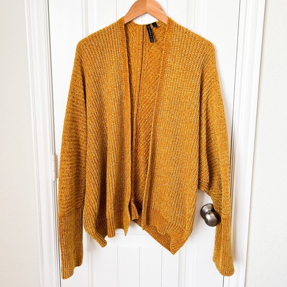 Mustard Yellow Knitted Cardigan Sweater Size Small - Picture 1 of 2